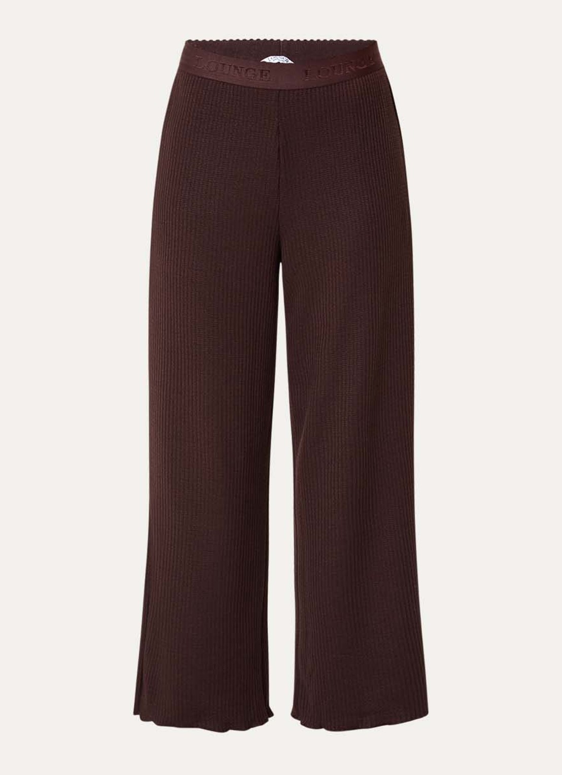 Lounge Pyjamabroek met structuur - voorkant 2 donkerbruin