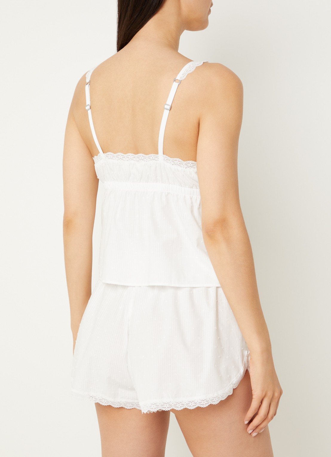 Lounge Pyjamatop met kant - achterkant 4 gebroken wit