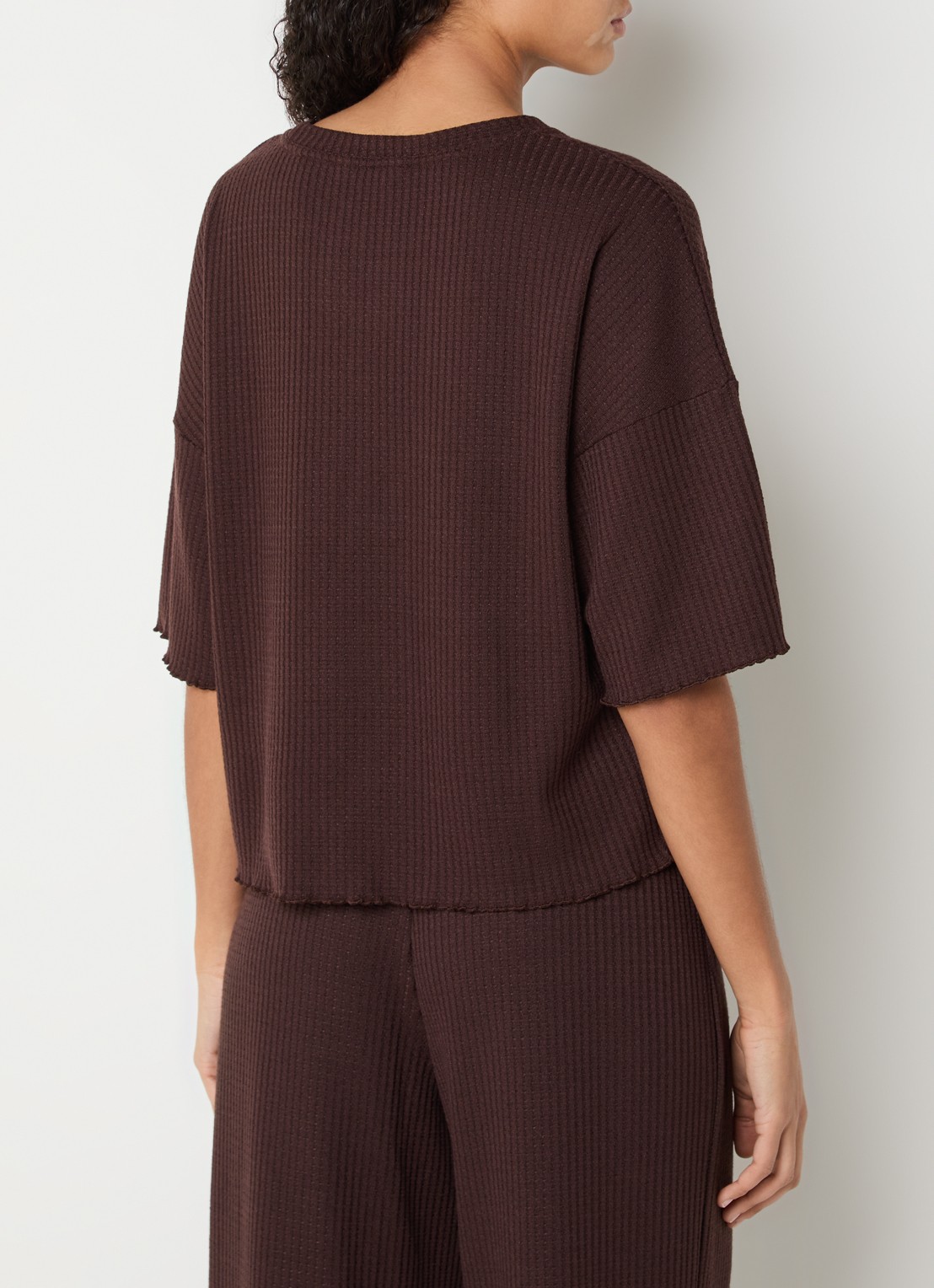 Lounge Pyjamatop met logo - achterkant donkerbruin