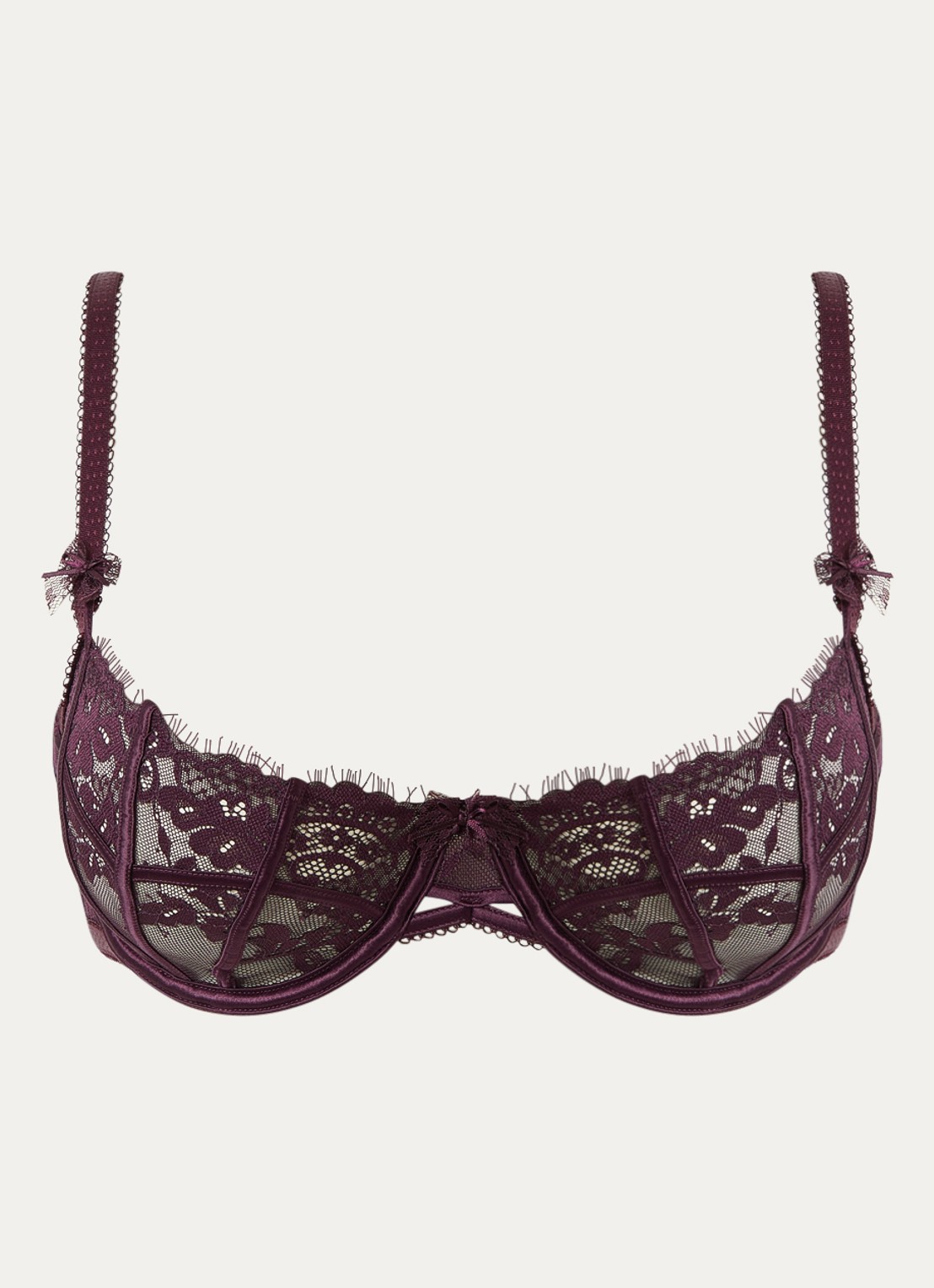 Lounge Roxanna balconette bh van mesh - voorkant aubergine