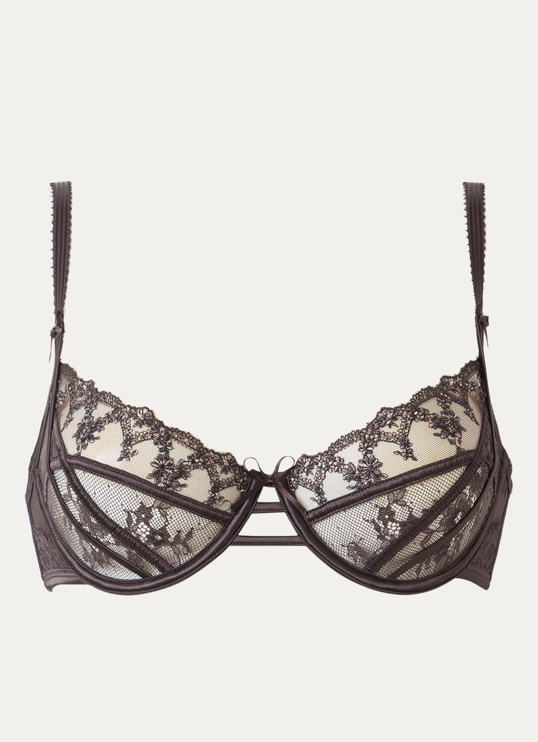 Lounge Seraphina balconette bh van mesh - voorkant donkerbruin