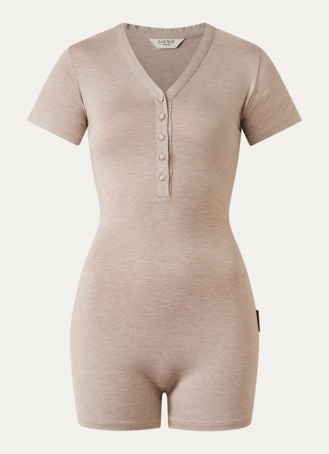 Lounge Slim fit playsuit - voorkant donkerbeige