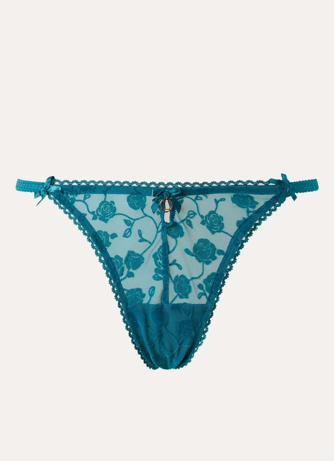 Lounge String van mesh met flockprint - voorkant 4 zeegroen