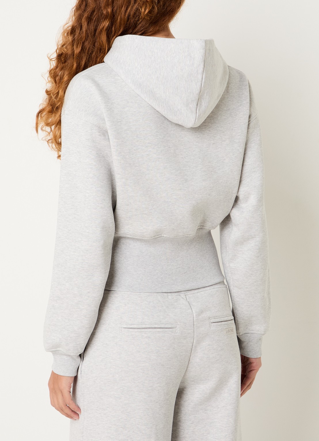 Lounge Sweatvest met logo en capuchon - achterkant 3 grijs