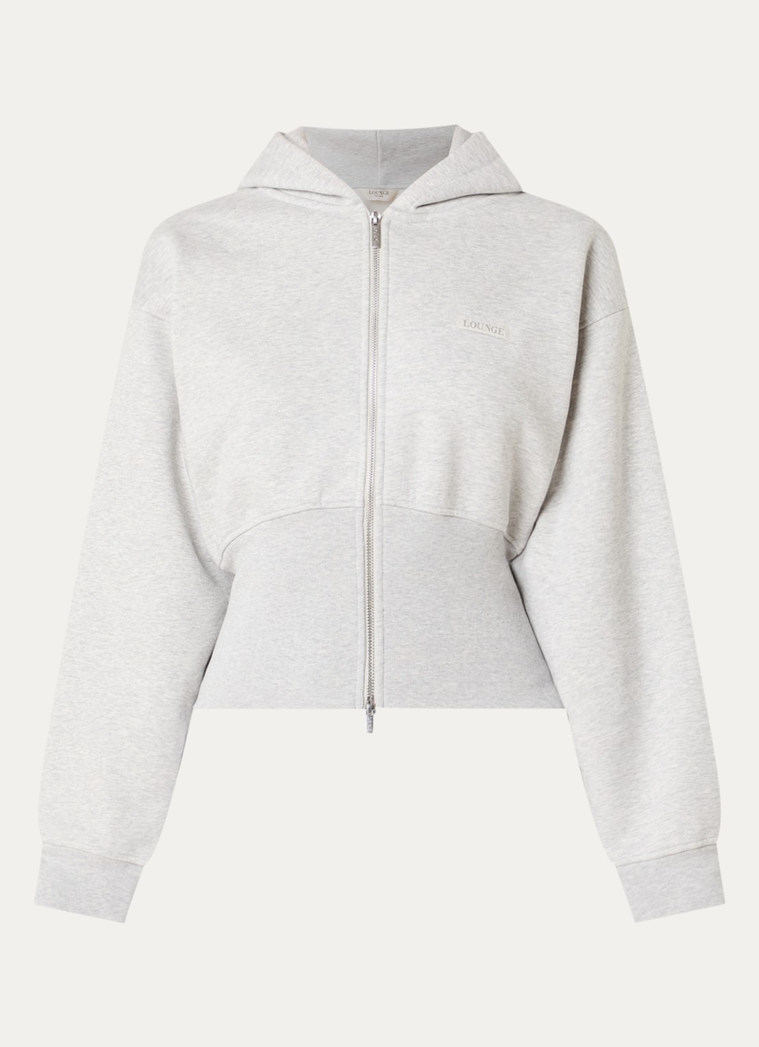 Lounge Sweatvest met logo en capuchon - voorkant 4 grijs