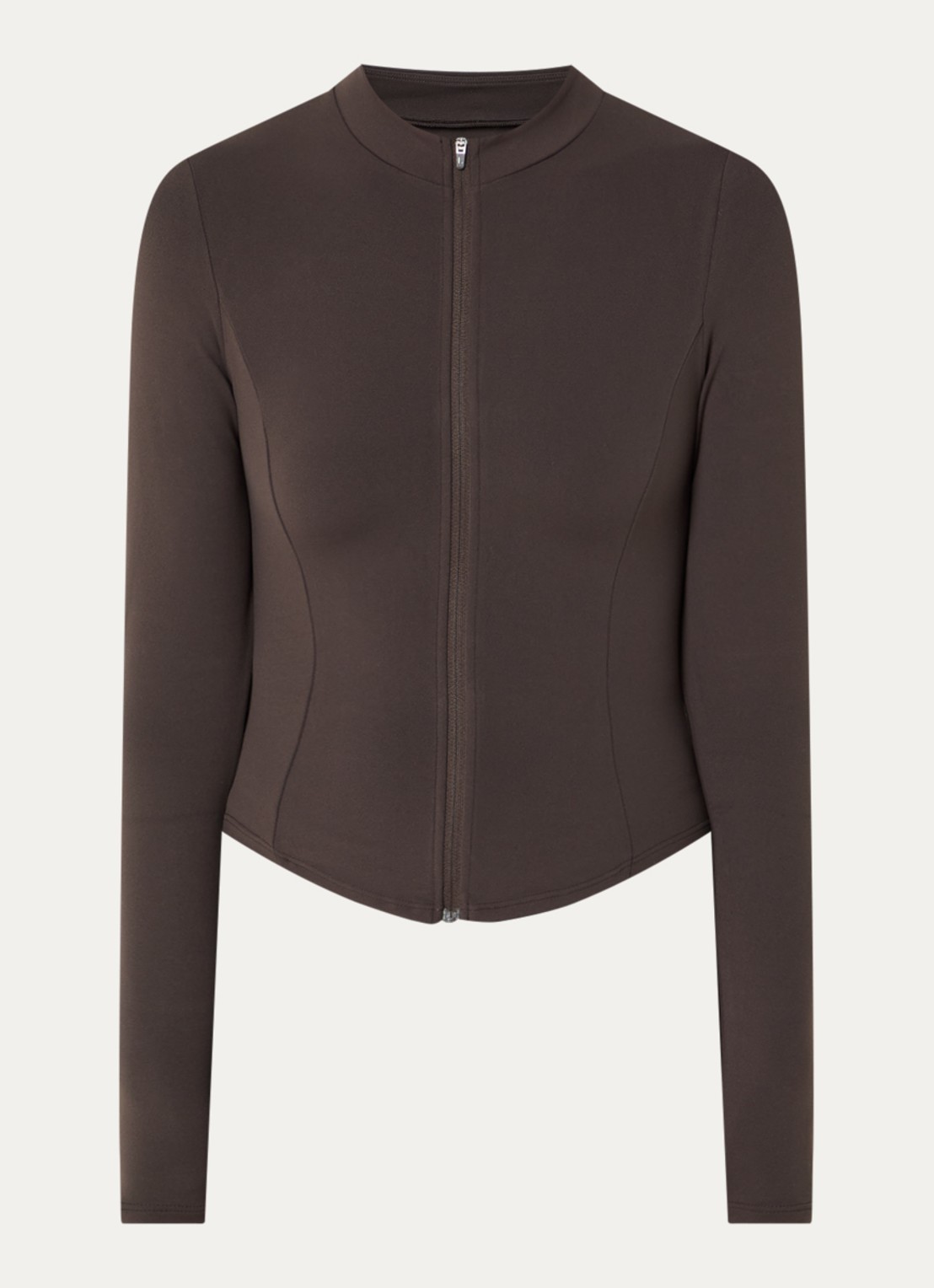 Lounge Sweatvest met opstaande kraag - voorkant bruin