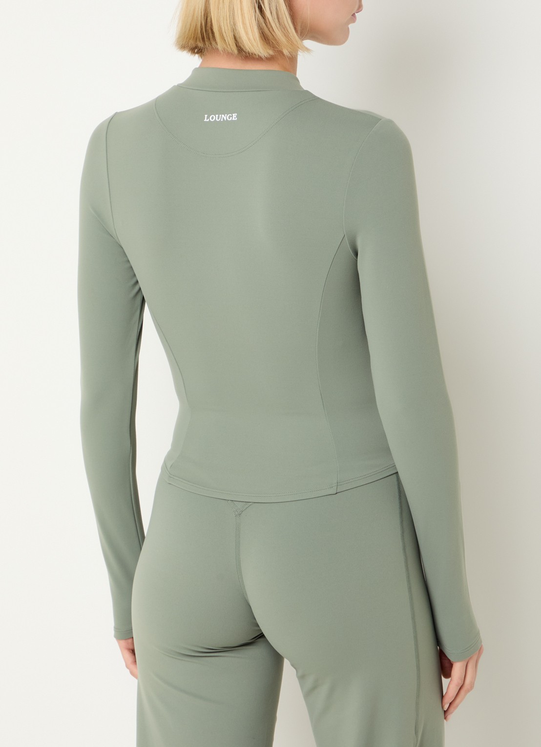 Lounge Sweatvest met opstaande kraag - achterkant 3 groen