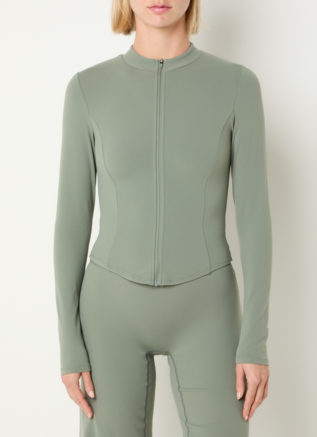 Lounge Sweatvest met opstaande kraag - detail 4 groen