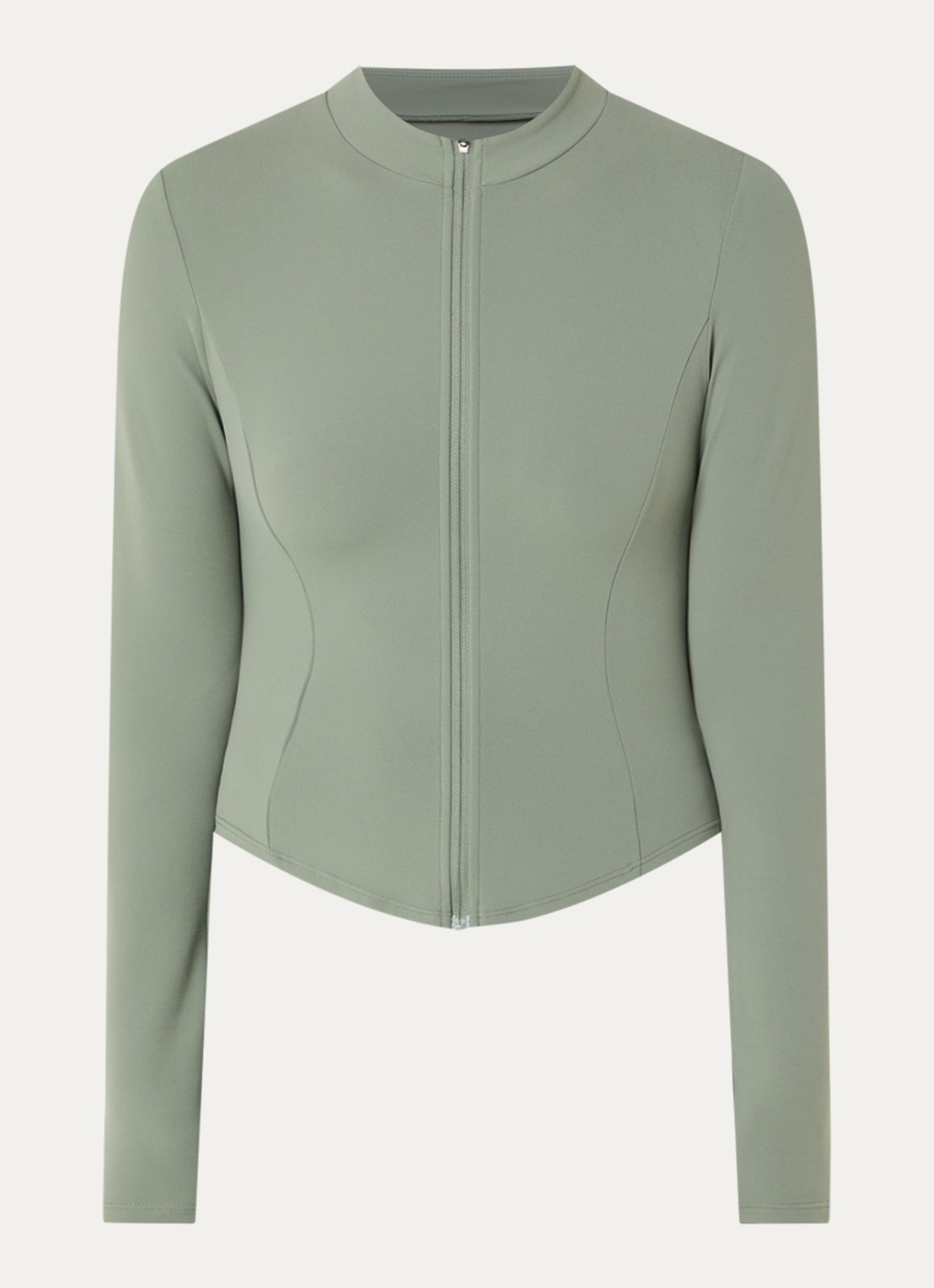 Lounge Sweatvest met opstaande kraag - voorkant groen