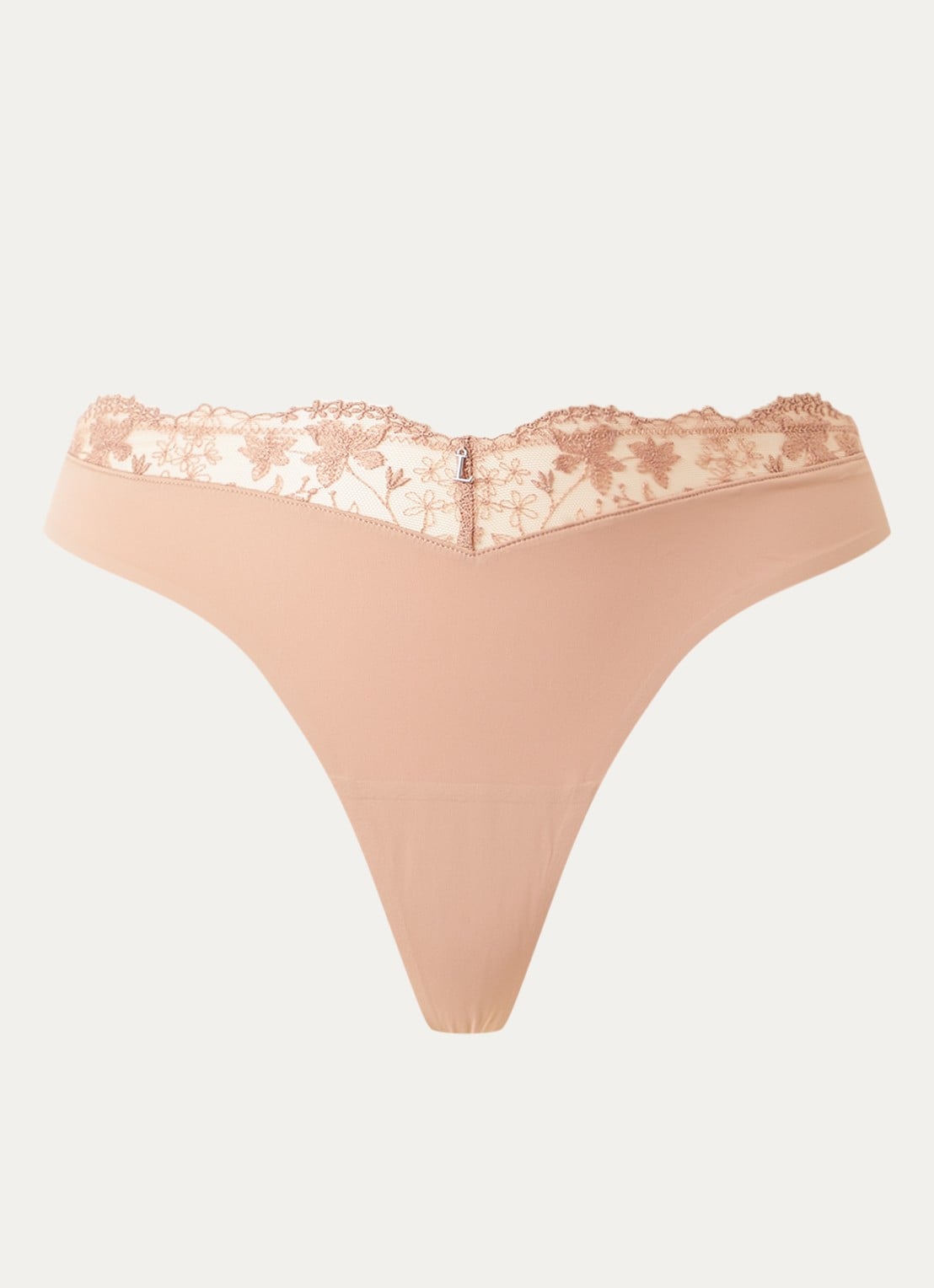 Lounge Tanga met kant - voorkant 4 beige