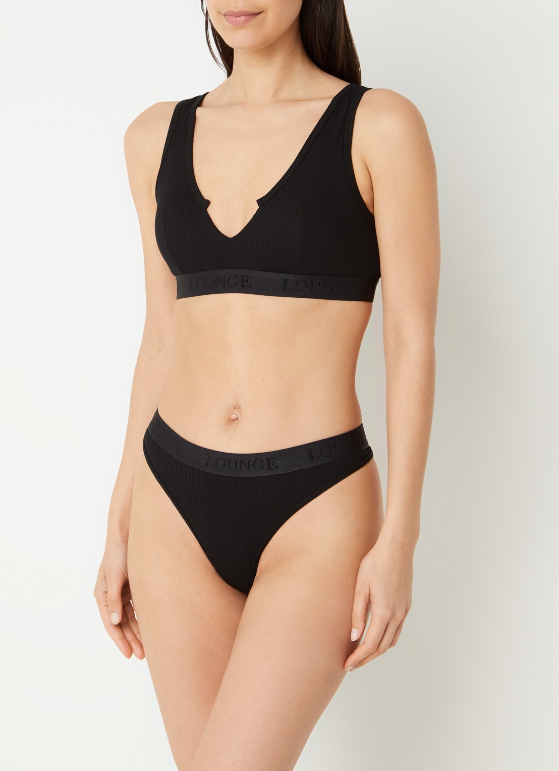 Lounge Tanga met logoband - detail 4 zwart