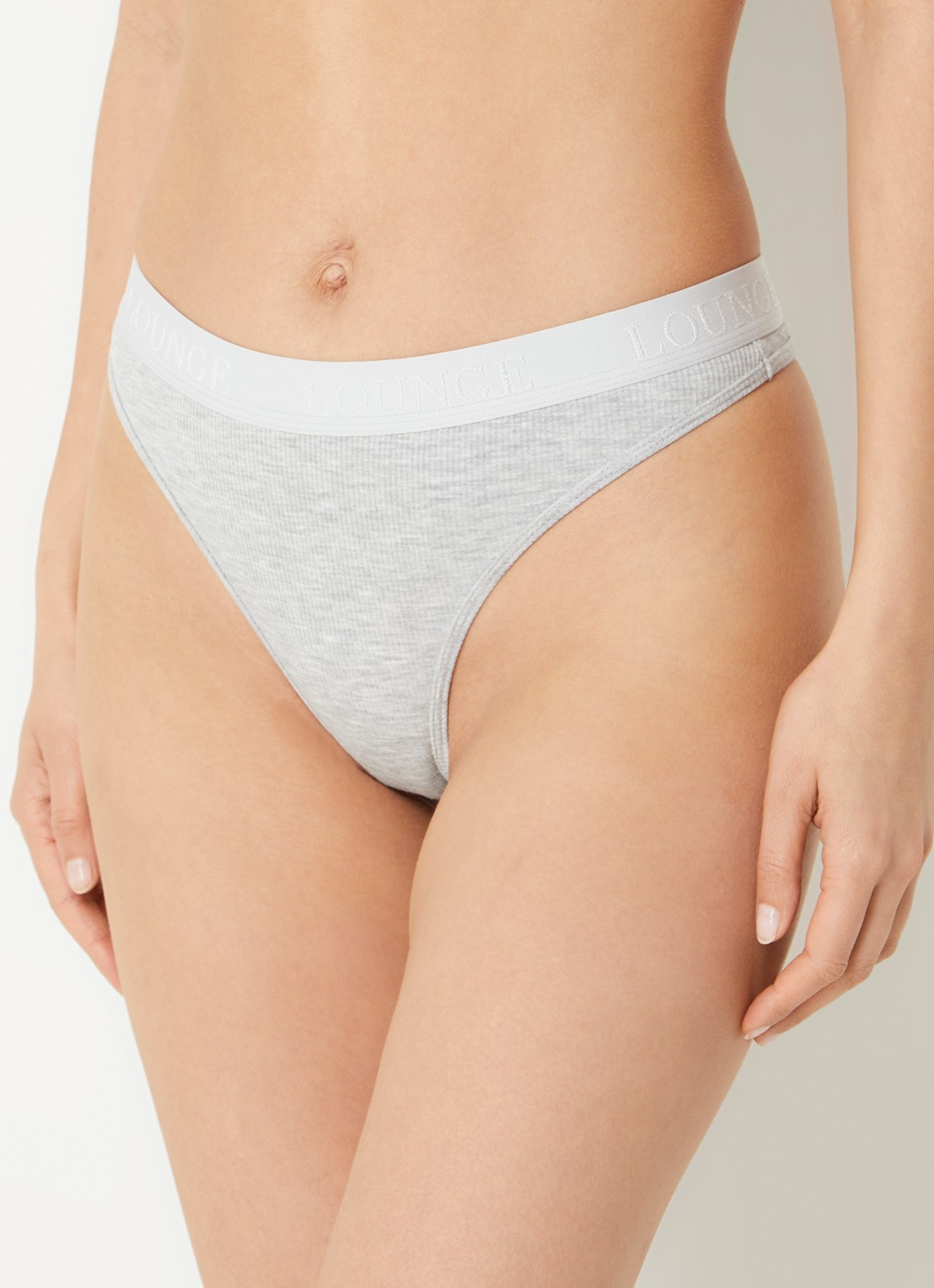 Lounge Tanga met logoband - voorkant 5 lichtgrijs