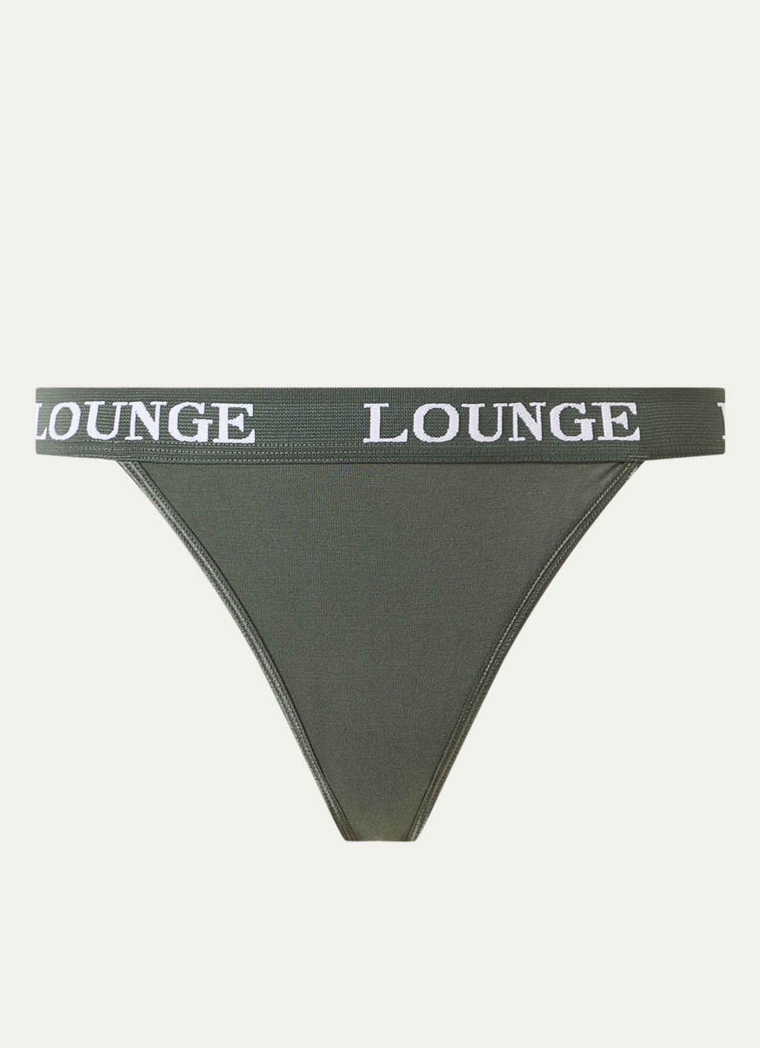 Lounge Tanga met logoband - voorkant 3 olijfgroen