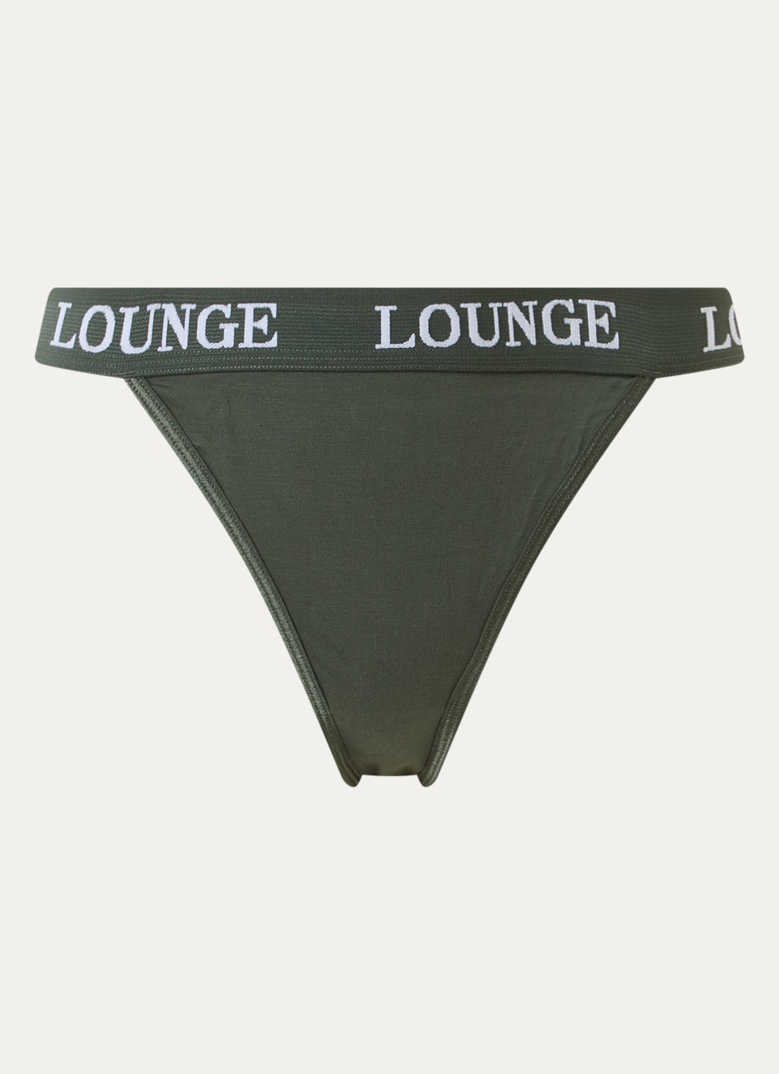 Lounge Tanga met logoband - voorkant 4 olijfgroen