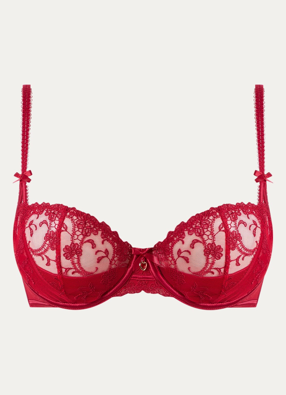 Lounge Valentina beugel bh van mesh - voorkant donkerrood