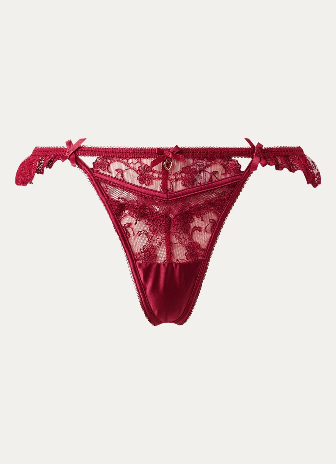 Lounge Valentina string van mesh - voorkant donkerrood