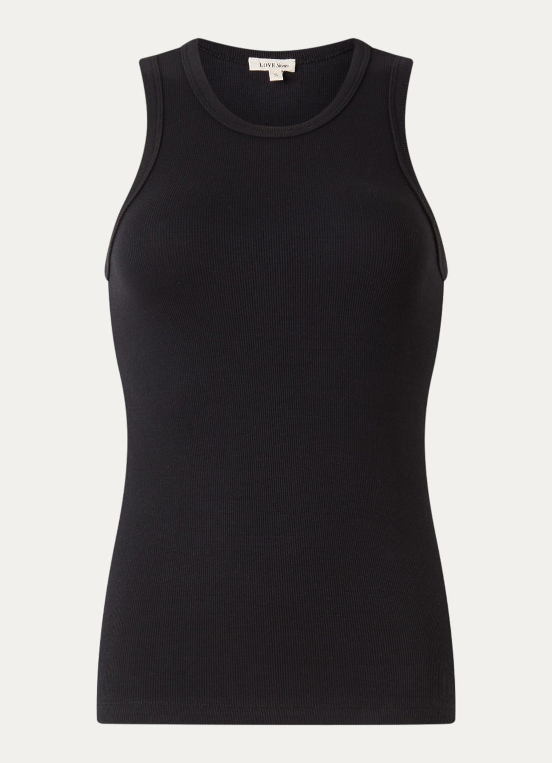Love Stories Bella ribgebreide tanktop met logoborduring - voorkant 3 zwart