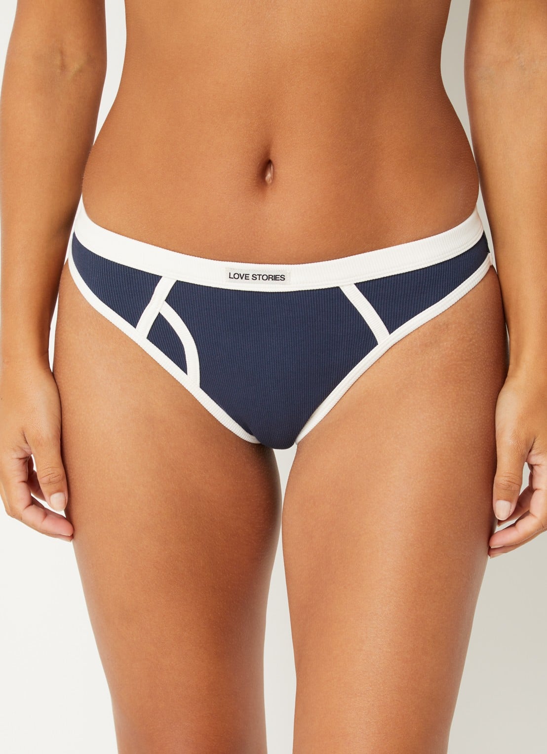 Love Stories Enith high waisted slip met logo - voorkant 2 donkerblauw