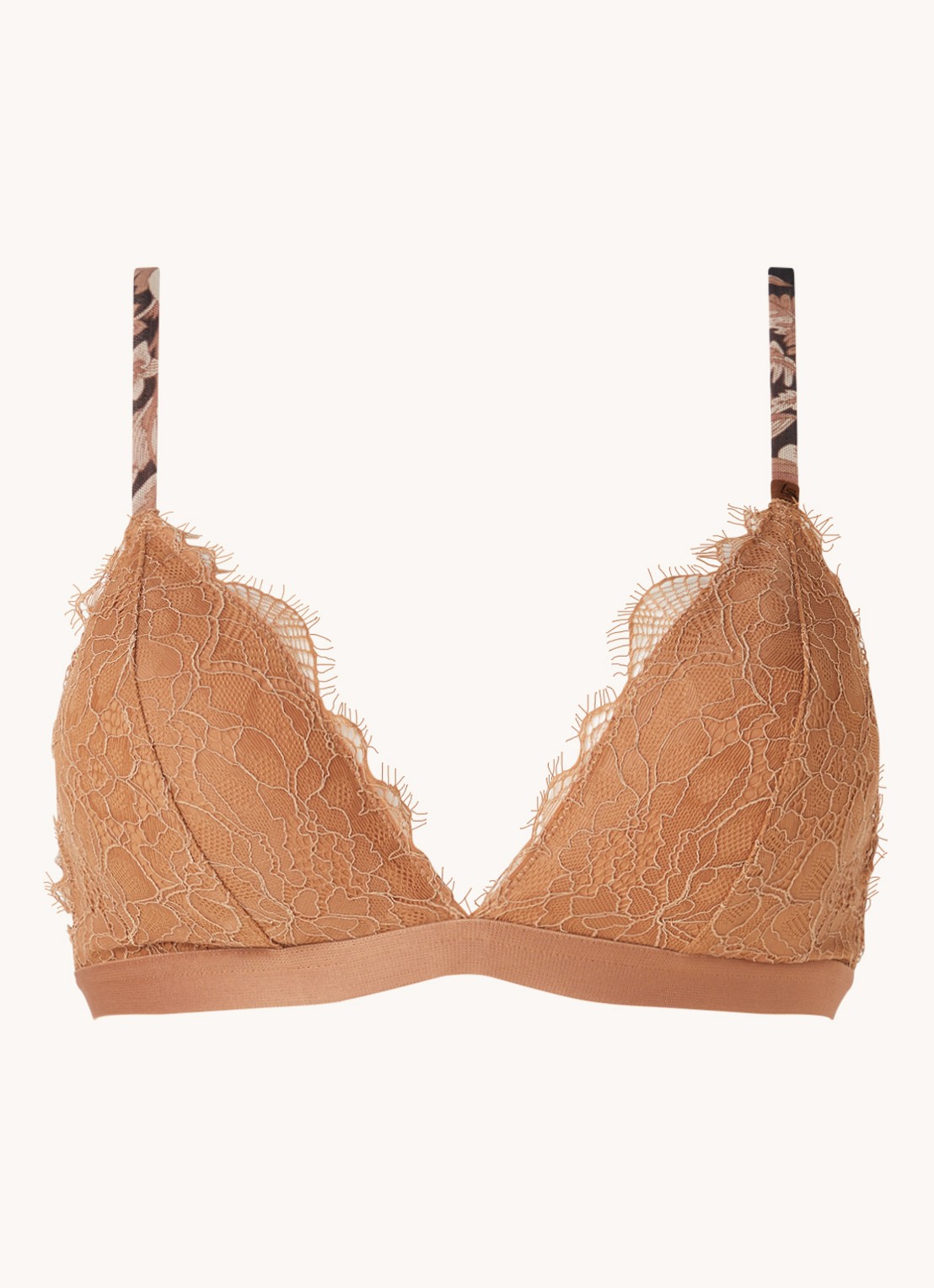 Love Stories Hazel voorgevormde bralette van kant met uitneembare vulling - voorkant 2 camel
