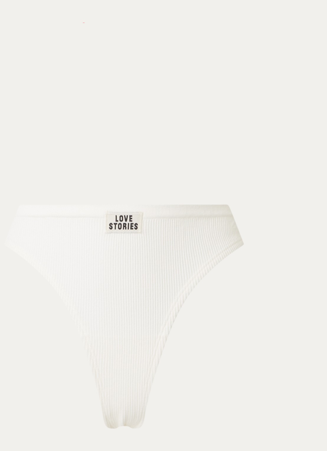 Love Stories Lima string met logo en ribstructuur - voorkant 2 gebroken wit