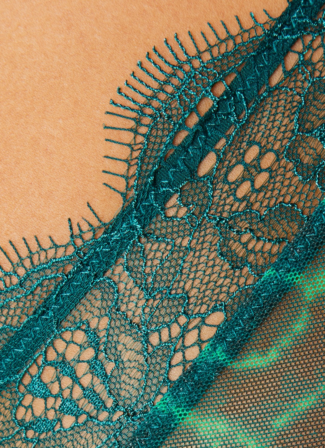 Love Stories Love Lace  bralette met print en kant - detail 5 donkergroen