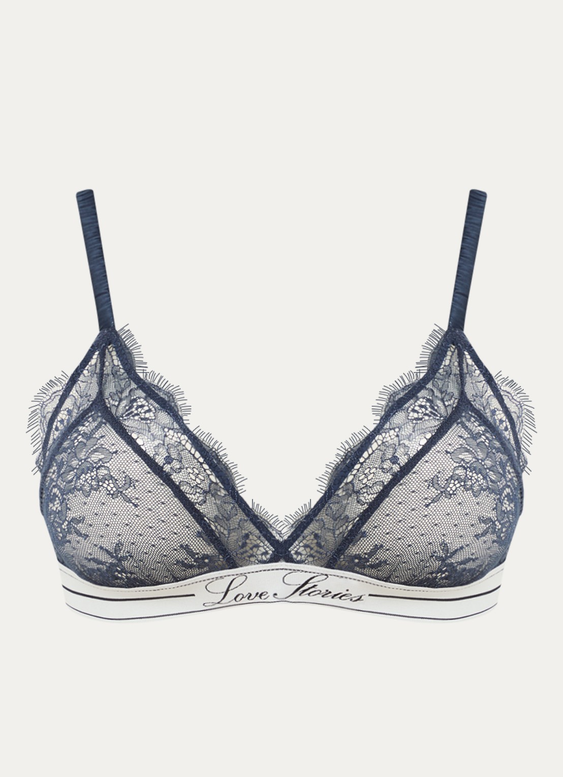 Love Stories Love Lace bralette van kant - voorkant donkerblauw