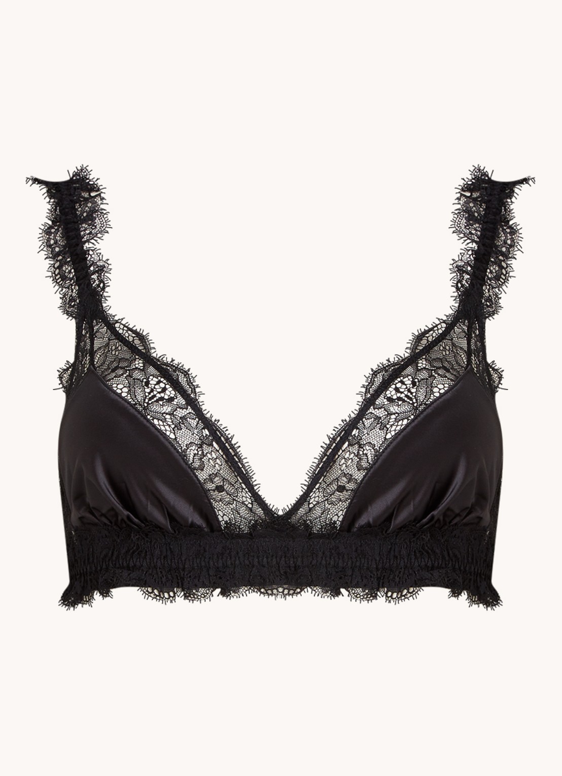 Love Stories Love Lace bralette van satijn met kant - voorkant 3 zwart