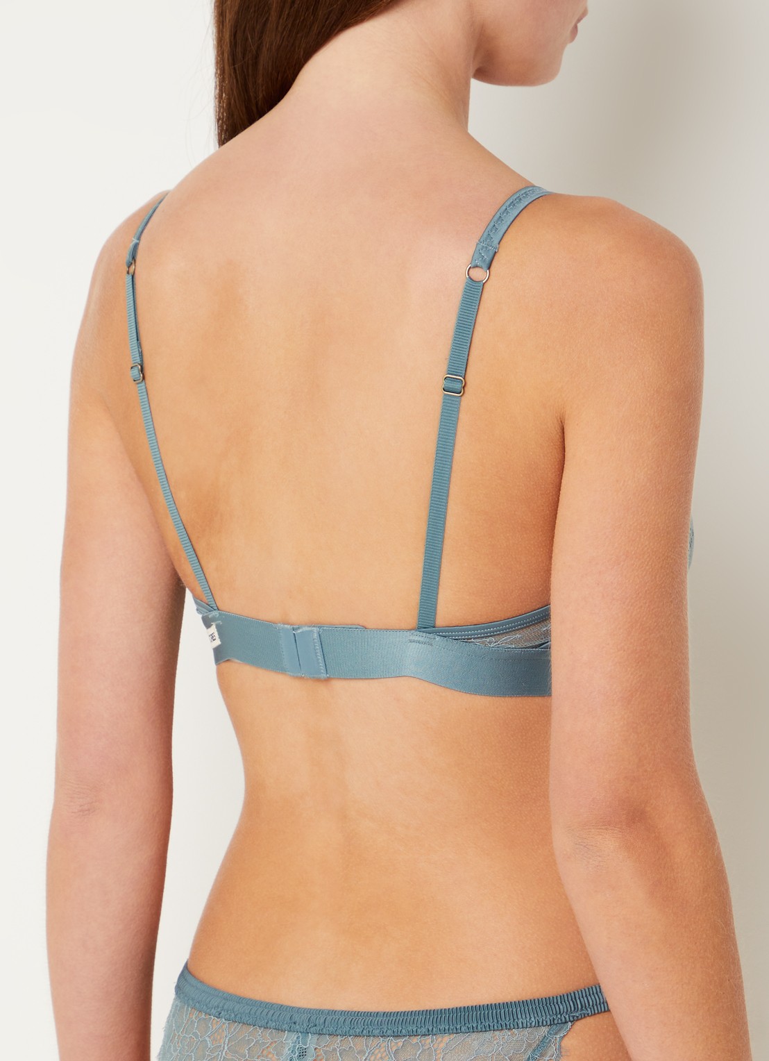 Love Stories Love Lace voorgevormde plunge bh met overlay van kant - achterkant 5 staalblauw