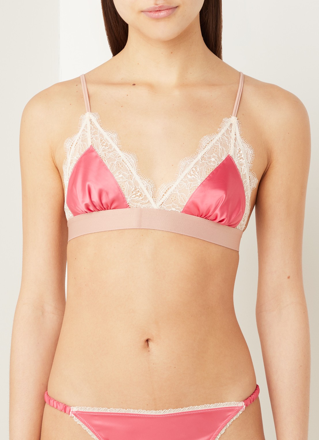 Love Stories Lovelace bralette van satijn met kant - detail 4 roze