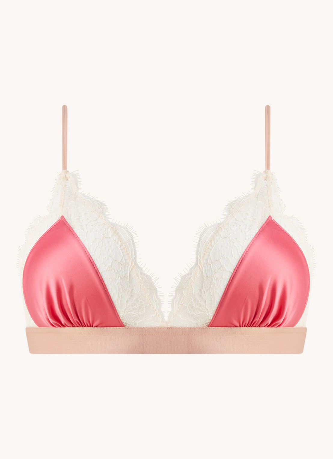 Love Stories Lovelace bralette van satijn met kant - voorkant 2 roze