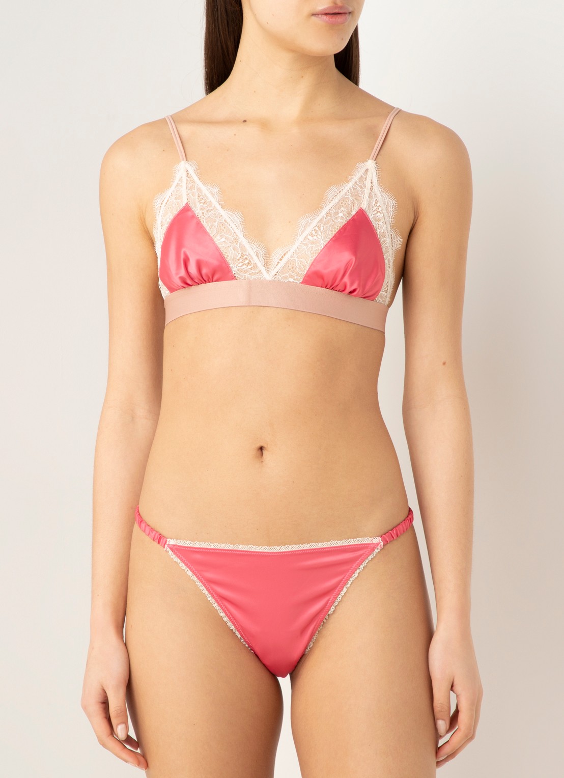 Love Stories Lovelace bralette van satijn met kant - voorkant 3 roze