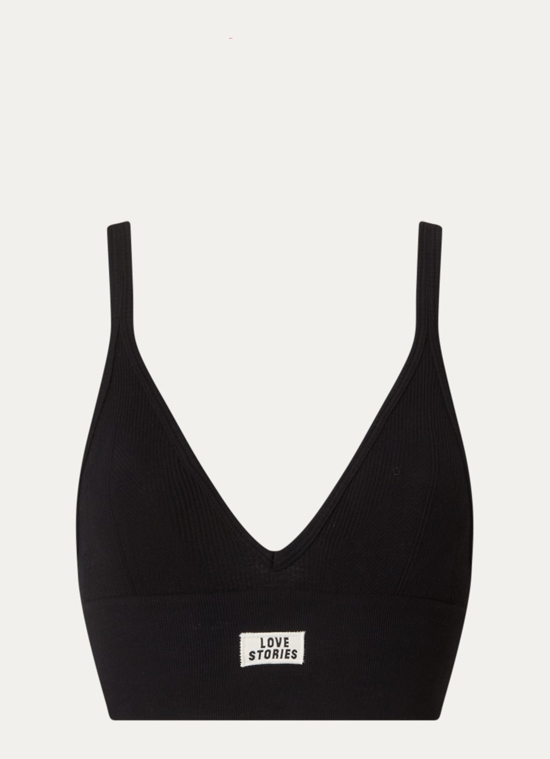 Love Stories Posey ribgebreide bralette met logo - voorkant zwart