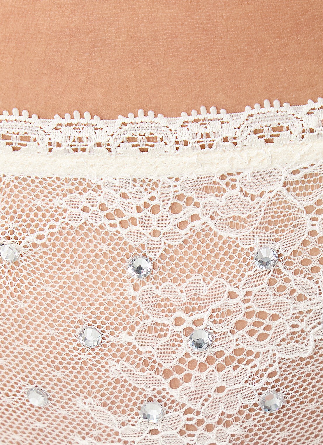 Love Stories Roomie string met kant en strass - detail 4 gebroken wit