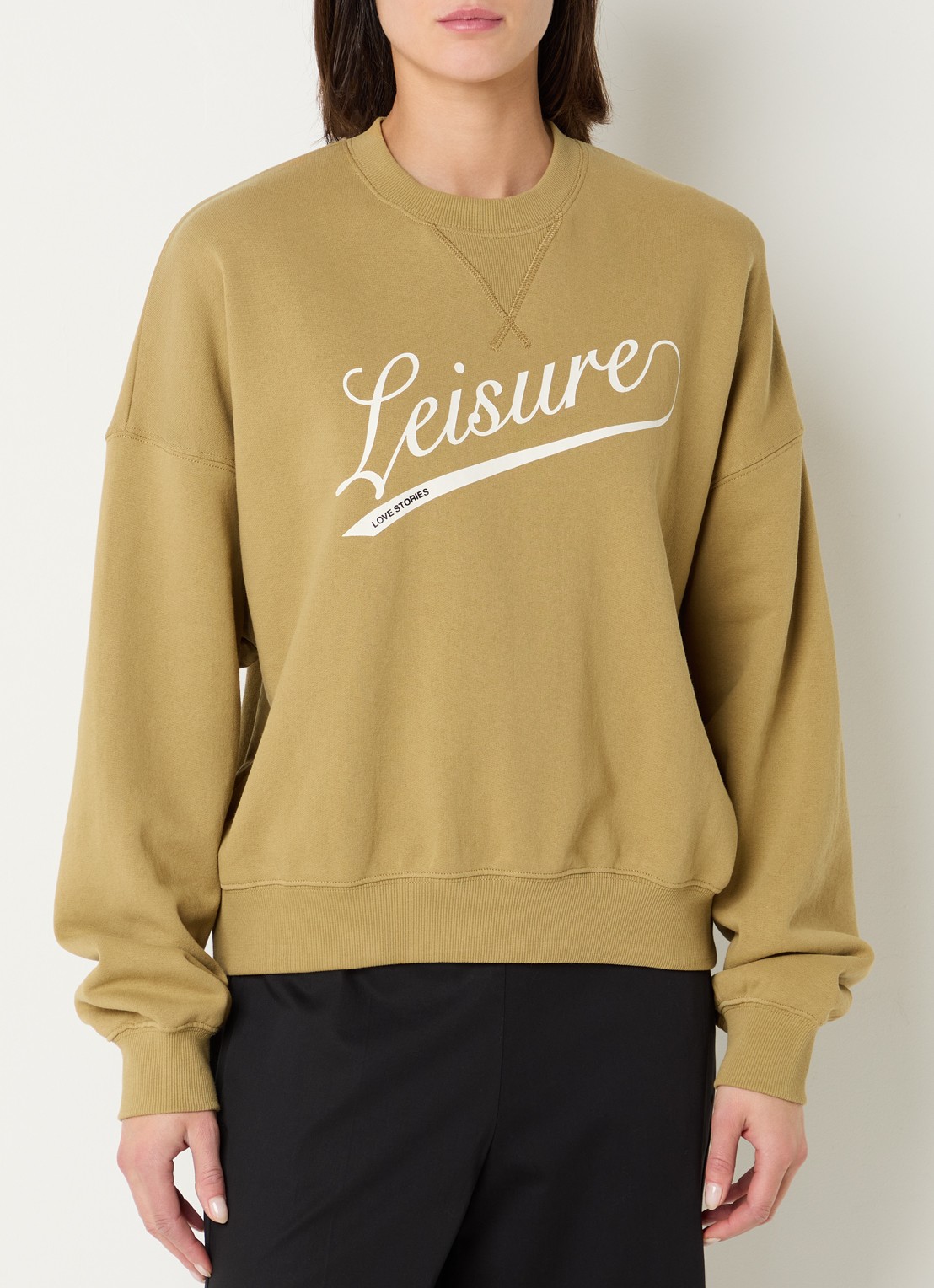 Love Stories Sloane sweater met print - detail 4 lichtbruin