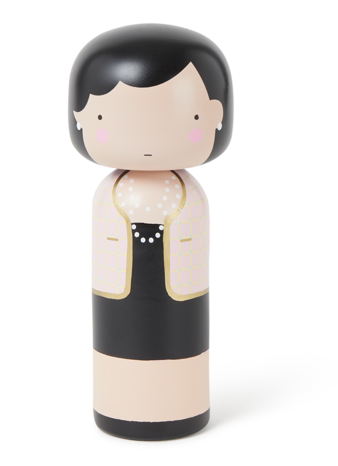 Lucie Kaas Coco Chanel Kokeshi Doll 14,5 cm - voorkant 2 lichtroze