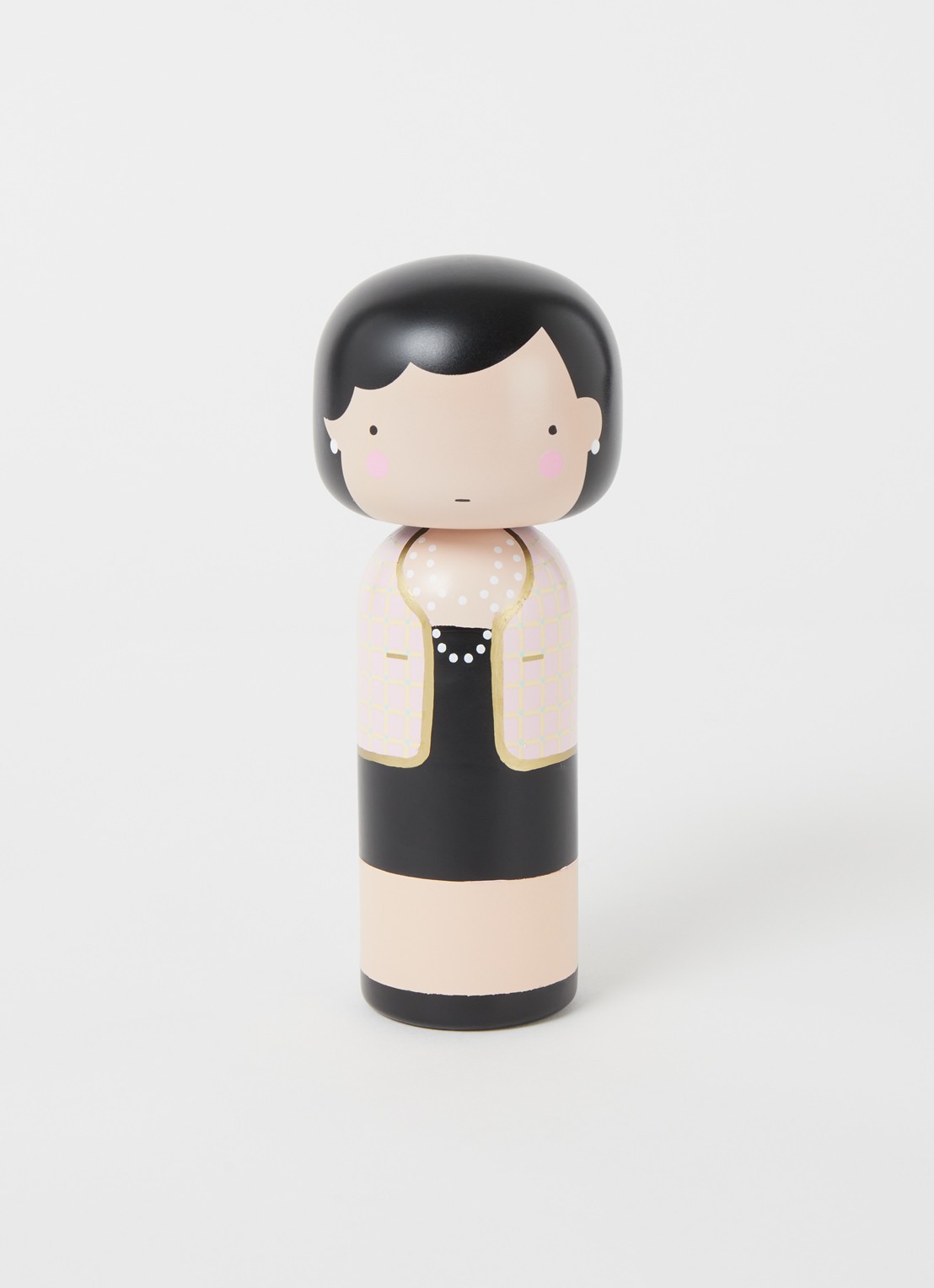Lucie Kaas Coco Chanel Kokeshi Doll 14,5 cm - voorkant 3 lichtroze
