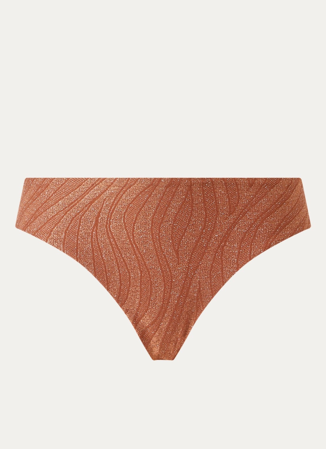Luli Fama Bikinislip met lurex - voorkant oranjebruin