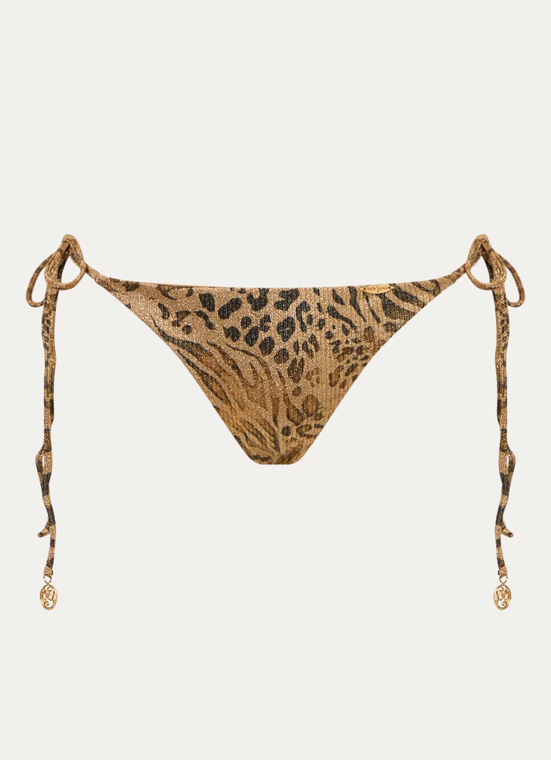 Luli Fama Brazilian bikinislip met print en lurex - voorkant goud