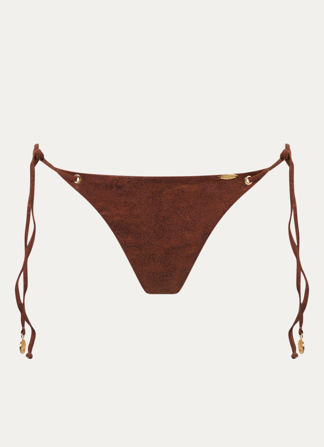 Luli Fama Brazilian bikinislip met print en plooidetail - voorkant 2 bruin