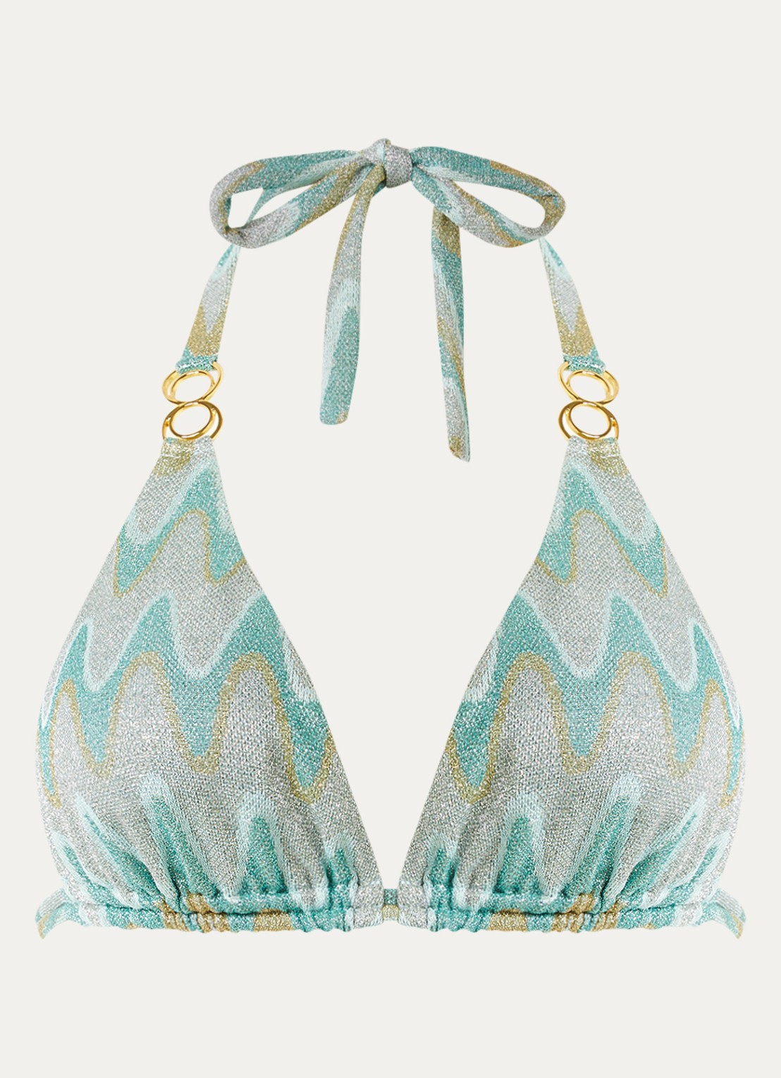 Luli Fama Halter bikinitop met lurex - voorkant 3 mint