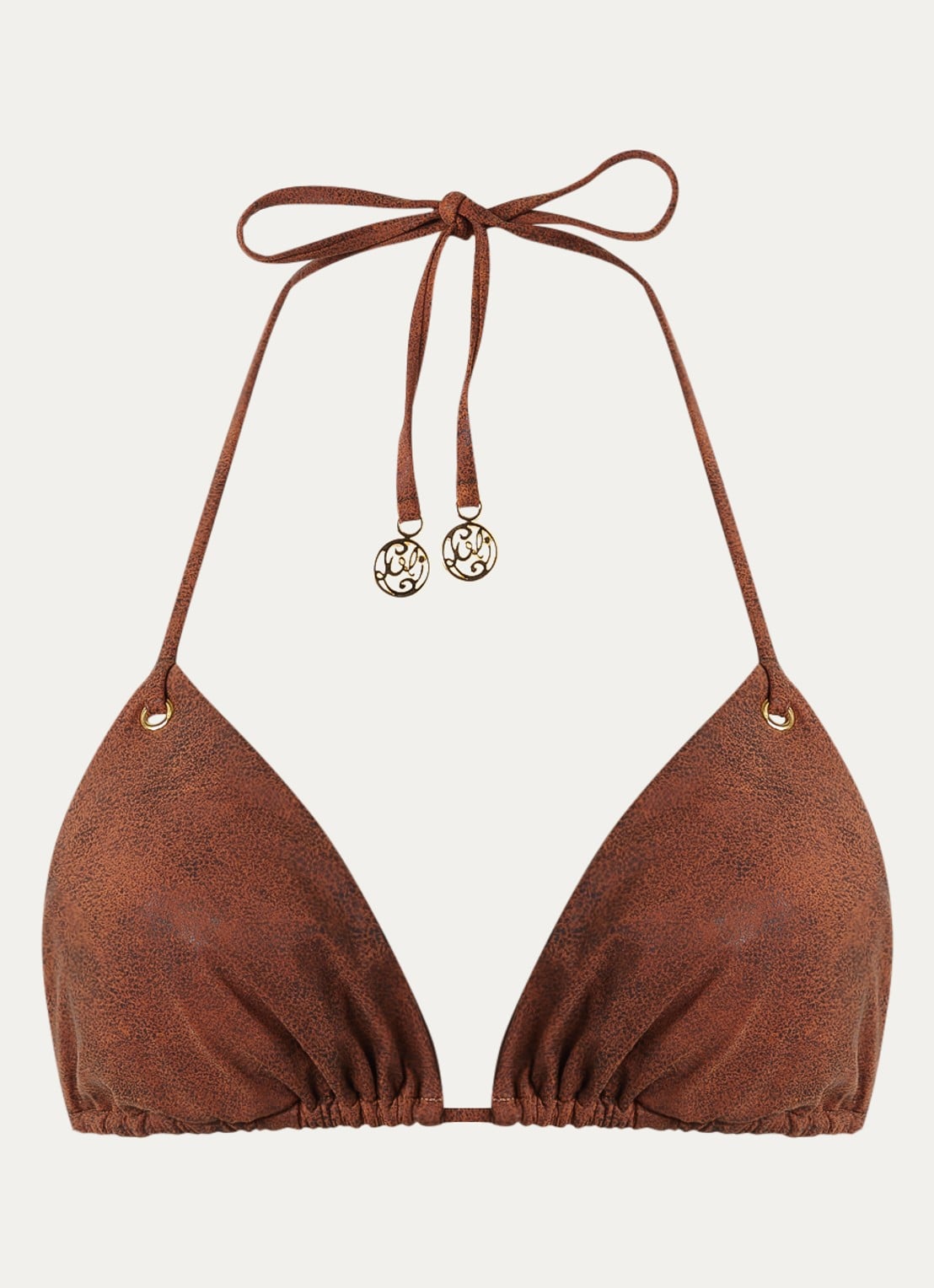 Luli Fama Triangel bikinitop met print  - voorkant 4 bruin