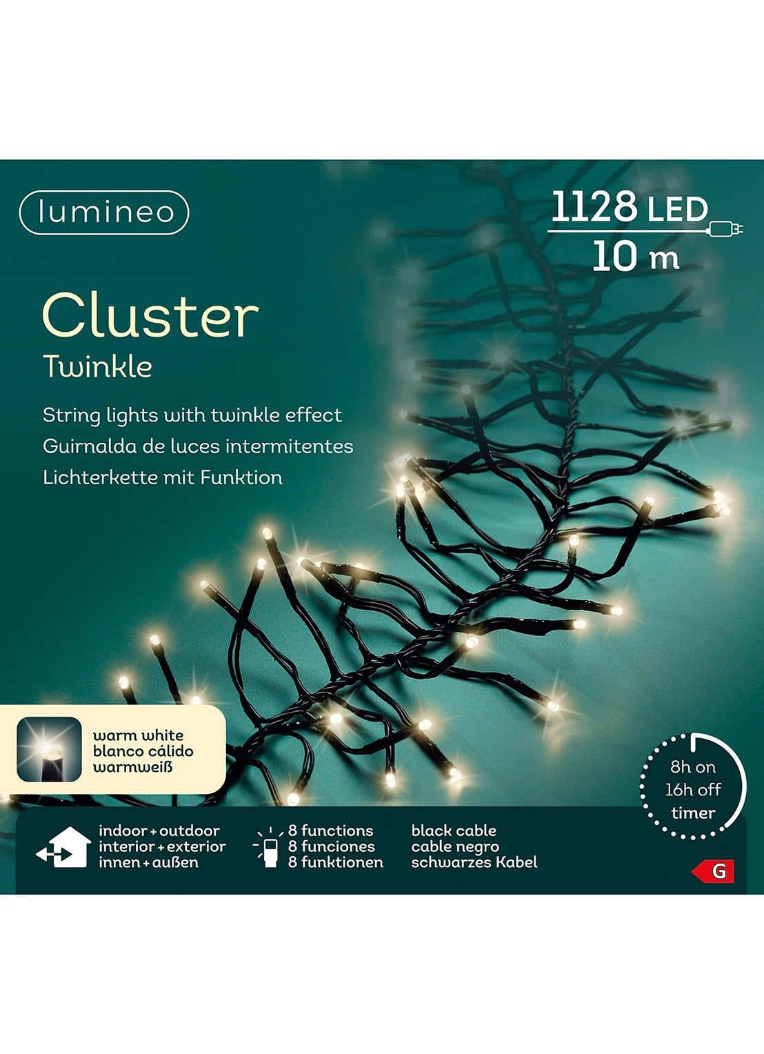 Lumineo Cluster lichtslinger 10 meter - detail 5 zwart