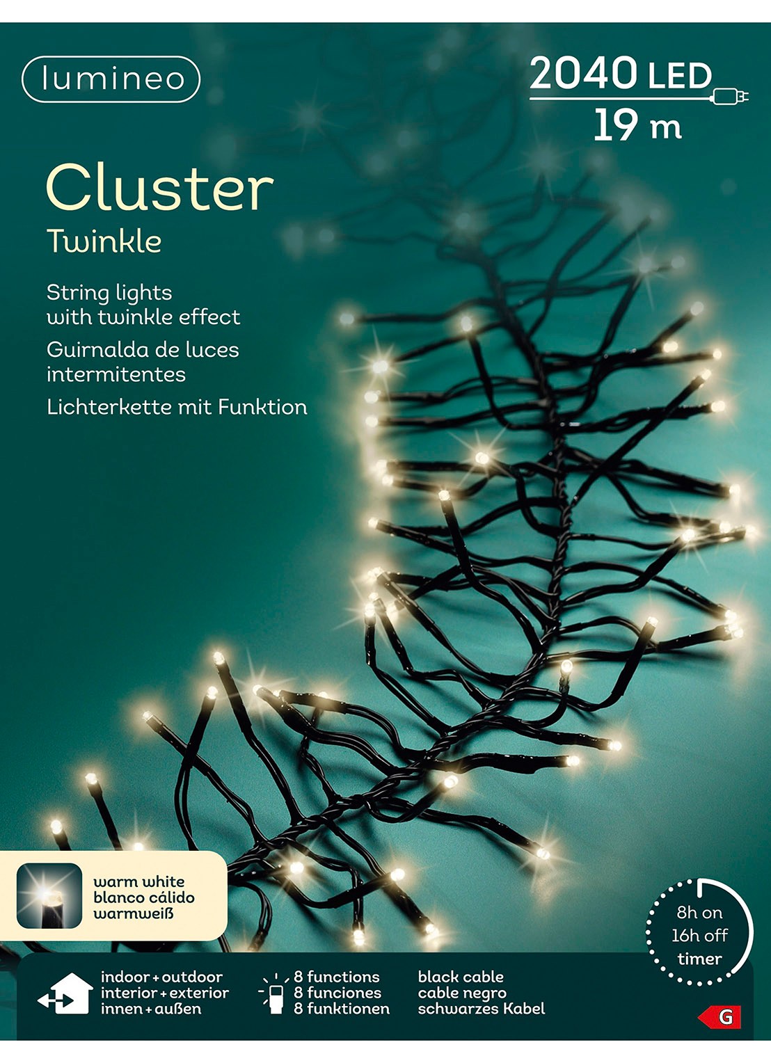 Lumineo Cluster lichtslinger 19 meter - detail 5 zwart