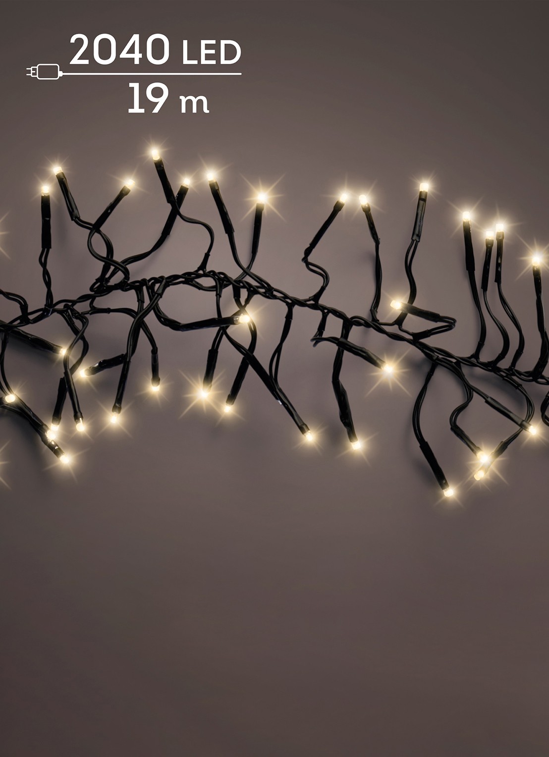Lumineo Cluster lichtslinger 19 meter - voorkant zwart