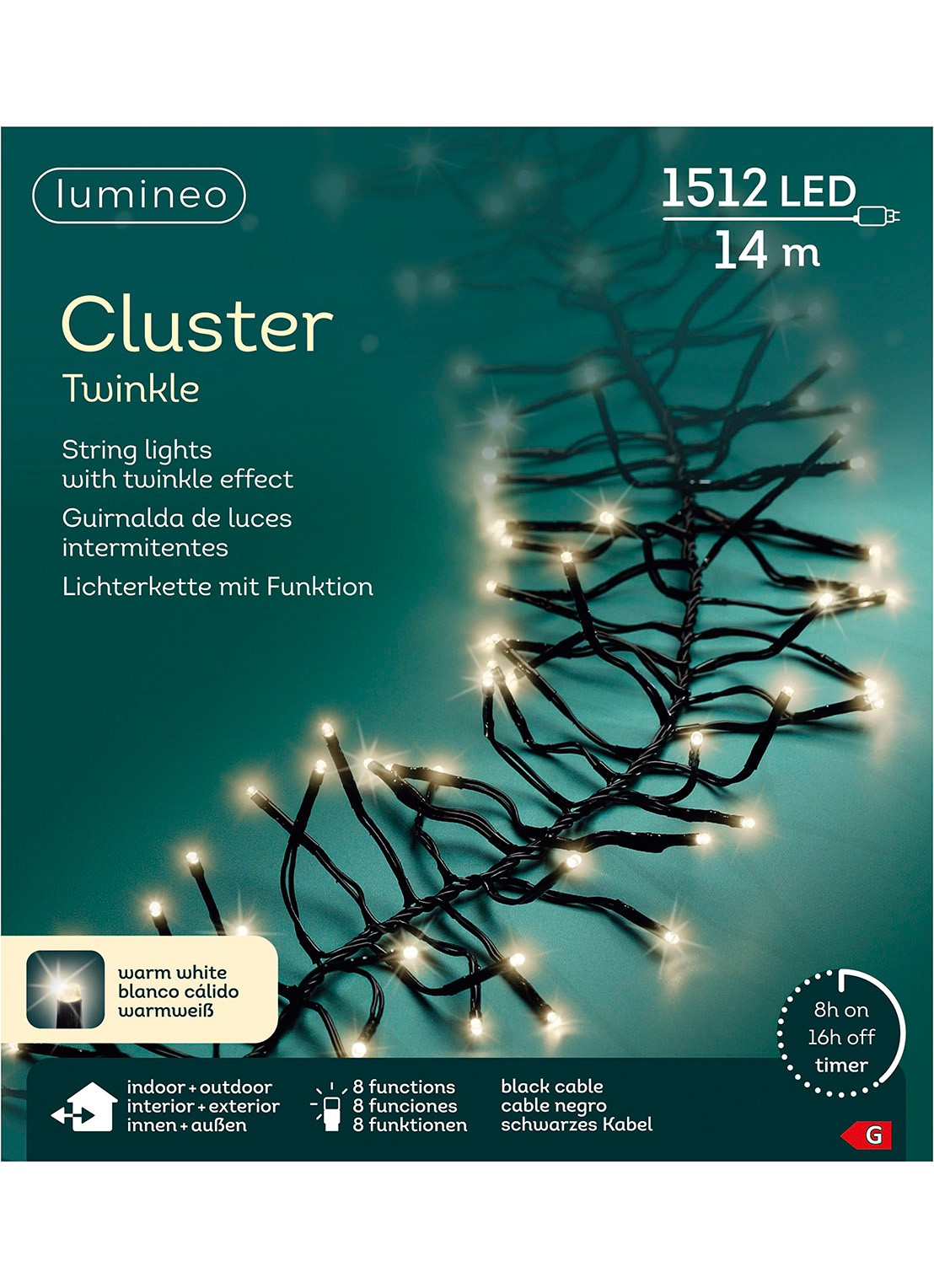 Lumineo cluster lights zwart/warm wit 1400cm-1512L - detail 5 zwart