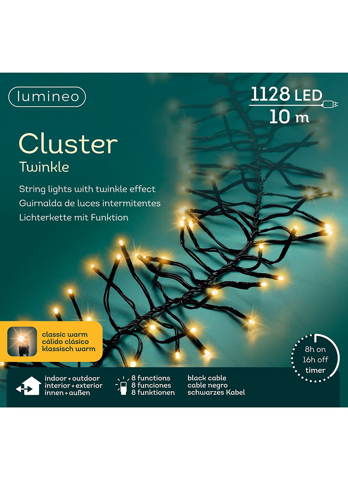 Lumineo Cluster Twinkle lichtslinger 10,5 meter - detail 3 zwart