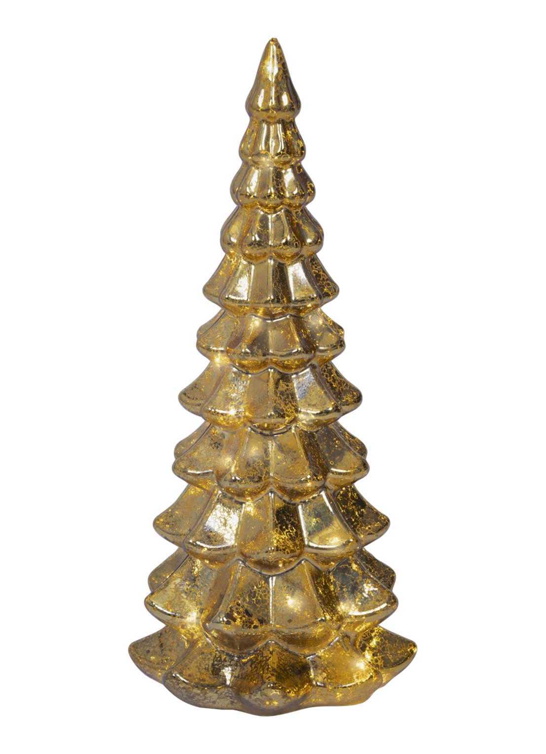 Lumineo Kerstboom ornament met LED verlichting 32 cm - voorkant goud