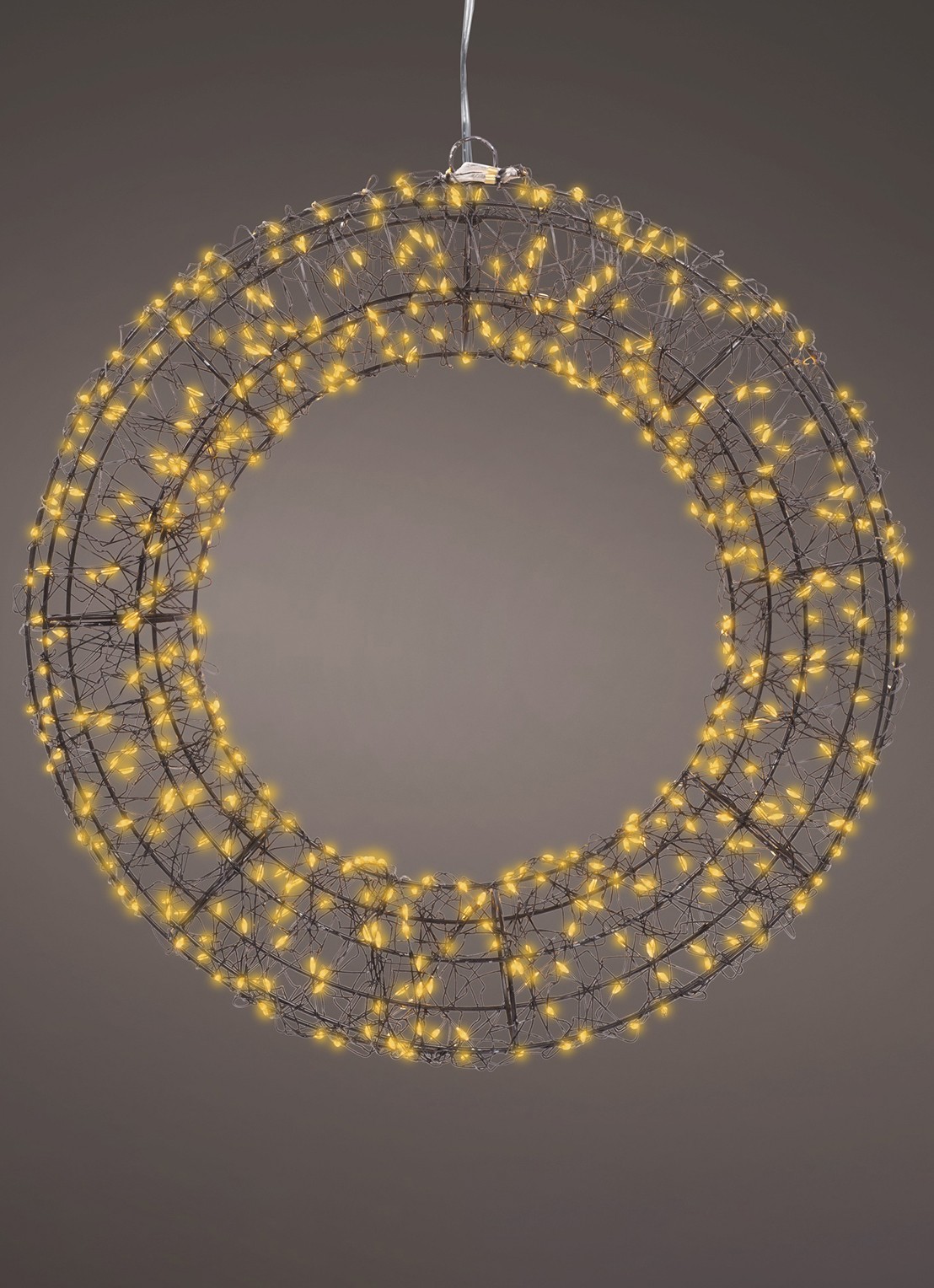 Lumineo Kerstkrans met LED verlichting 38 cm - voorkant zwart