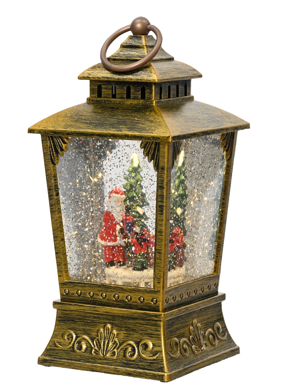 Lumineo Kerstornament met LED verlichting 24 cm - voorkant goud