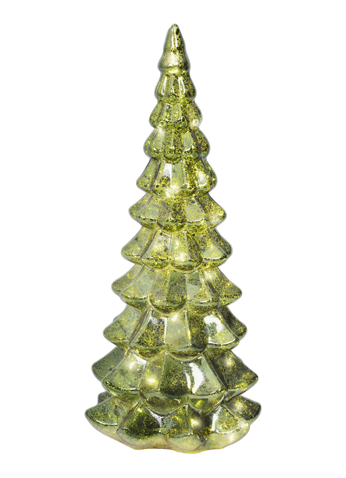 Lumineo LED kerstboom van glas 32 cm - voorkant groen
